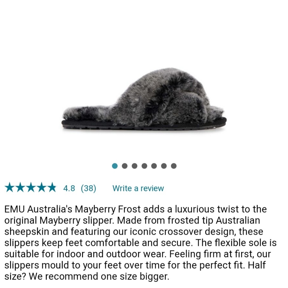 EMU Australia Mayberry Slippers BLACK sz 9